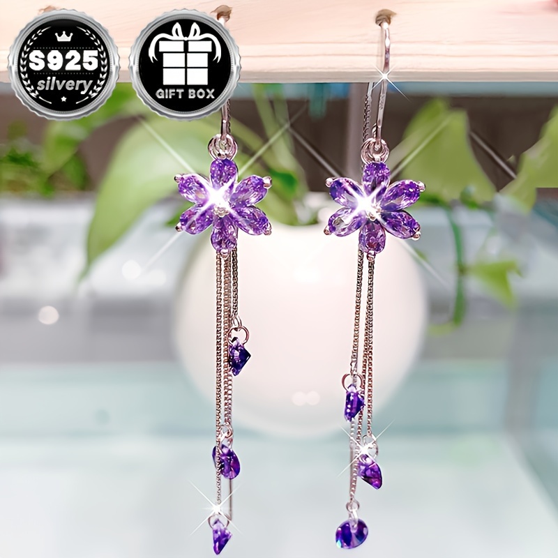 2PC Classic Tassel Stud Earrings 925 Silver Gift Packaging